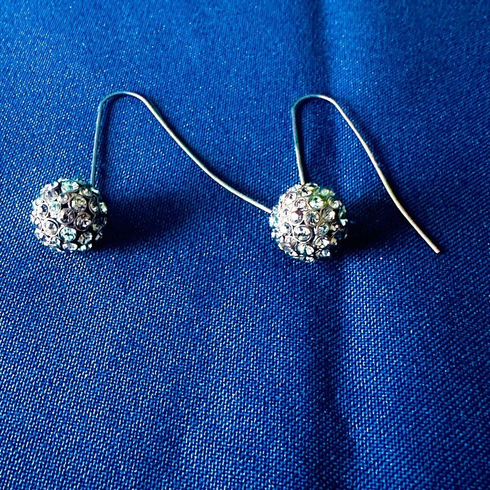 Pewter and Light Blue Stoned/ Hook  Earrings for Women